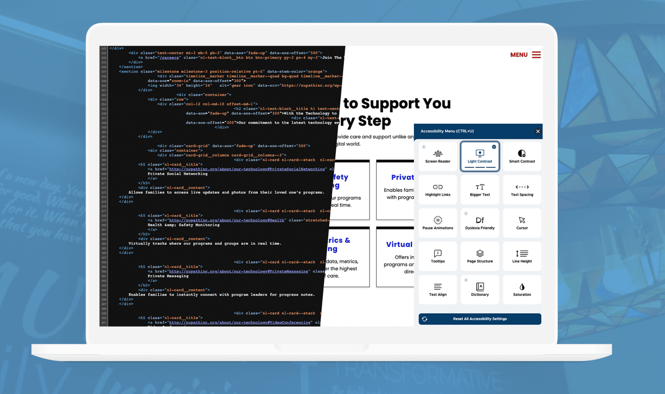 Mockup of th code audit screens of Nupath inc website